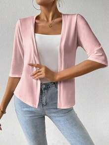 Chaqueta regular para mujer, cárdigan de verano - Rosa Pálido - Ver 5