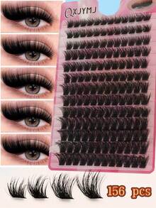 156pcs D-Curl Mixed Length 8-16mm Fluffy & Lightweight False Eyelashes, Natural Lash Extension, Reusable Eyelash Cluster - View 8