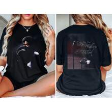 Unisex Retro T-Shirt, Double-Sided Print With Handwritten Letter To Fans And Iconic Scene Elements, Pop Streetwear Style - Black - View 1