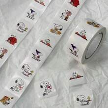 500 miếng dán hình tròn Snoopy bền chắc, chống thấm nước, dễ dàng xé rời, dùng để dán lên lon/túi/phong bì. - Nhiều màu - Xem 8