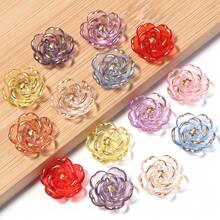 30 hạt acrylic hình hoa hồng, mạ AB, đáy phẳng, trong suốt, đường kính 19mm, được dập nổi hình hoa hồng, hoàn hảo để tạo ra các loại trang sức như vòng tay và dây chuyền. - Hoa hồng mạ vàng - Xem 6