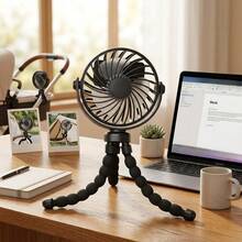 Portable Car Rear Seat Fan, USB Rechargeable 360° Rotation Quiet Cooling Fan Flexible Tripod Clip-On Fan For Car Seat, Travel Summer Essentials - A - View 5