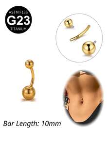 CIZME 14G 钛金肚脐环 14K 金肚脐环 6mm/8mm/10mm/12mm/14mm/16mm 金银肚脐杠铃 F136 G23 肚脐杆 穿刺饰品 女士日常节日礼物 魅力音乐节 海边 万圣节 圣诞节 情人节 科切拉音乐节 海滩 夏季假期 - 球 - 查看 11