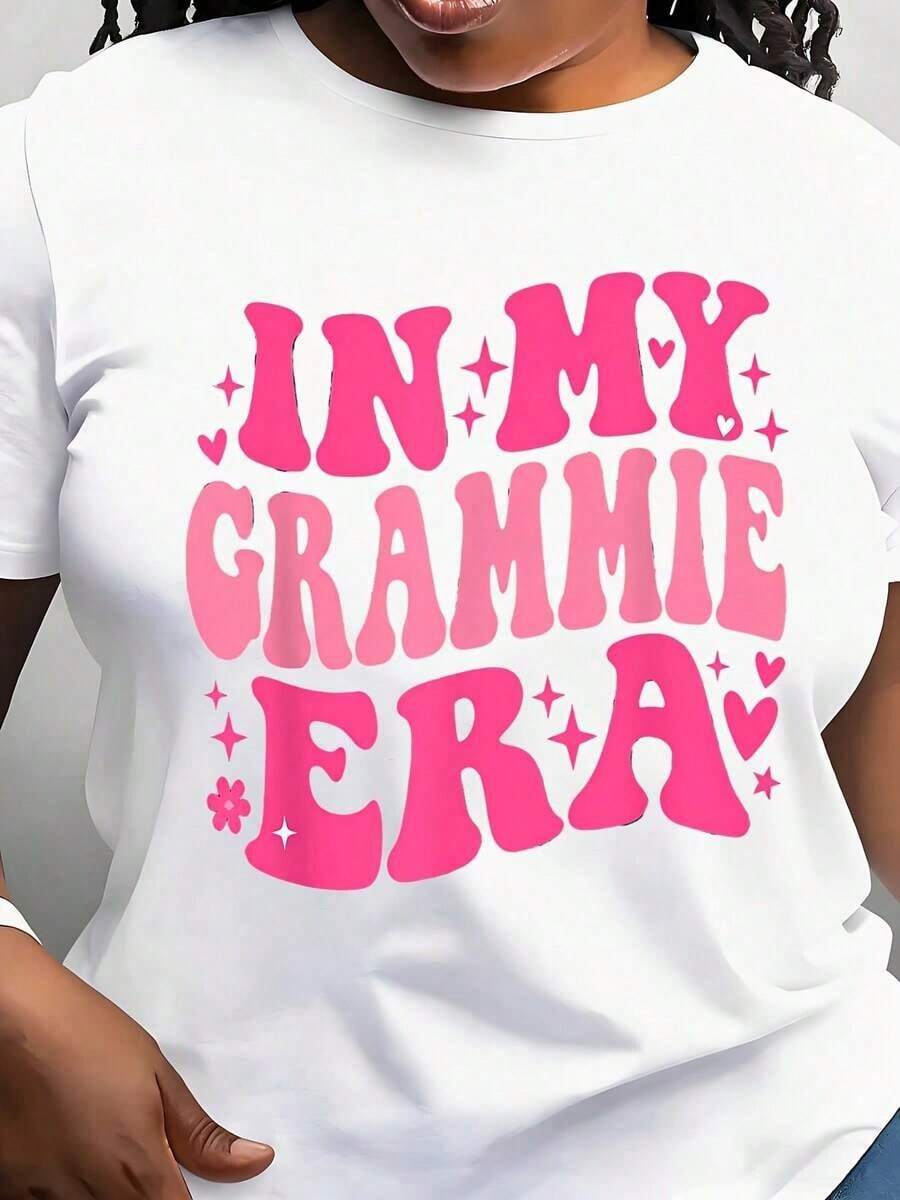 Camiseta de Mujer Moderna y Minimalista "En la Era de Mi Abuela", Camiseta de Manga Corta Casual para Uso Diario al Aire Libre, Adecuada para Cualquier Ocasión, Perfecta como Regalo de Cumpleaños, para Usar en Todas las Temporadas, Casual para el Día a Día - Blanco - Ver 1