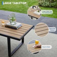 4 Piece Patio Conversation Set, Weather Resistant Outdoor Furniture Set With Coffee Table & Thick Cushioned Seating For Deck, Porch, Balcony & Backyard - Grey - 查看 3