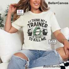 ropa de mujer Camiseta divertida de levantamiento de pesas "Creo que mi entrenador está intentando matarme" Camiseta vintage de entrenamiento Regalo para levantador de pesas Camisetas de chiste de fitness camisas de mujer - Blanco - Ver 6