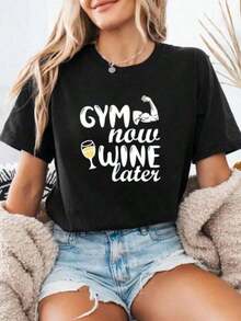ropa de mujer Camiseta Gym Mode On, Camiseta Divertida de Fitness, Camiseta de Motivación para el Trabajo, Camiseta de Fitness, Ropa de Trabajo, Camiseta de Gimnasio, Regalo de Gimnasio, Regalo Motivacional 100% Algodón Camisetas Gráficas Estampadas de Gran Tamaño para Mujer Camiseta Casual de Manga Corta con Cuello Redondo 1 pieza Camisa de Moda Ropa de Verano para Mujer camisas de mujer - Negro - Ver 5