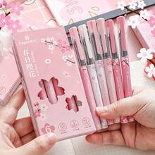 Bộ 6 bút bi mực nước đen và bút gel khô nhanh, ngòi 0.5mm, viết trơn tru, thích hợp cho văn phòng, lớp học, nhà, thi cử. Bộ bút bi và bút gel, quà tặng văn phòng phẩm ngày lễ, quà tặng tựu trường. - Bộ - Xem 1