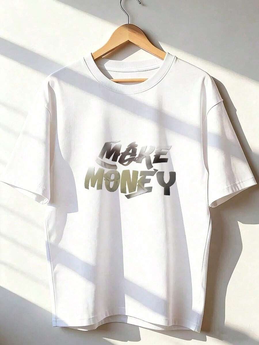 Urban And Minimalist Style Short-Sleeved T-Shirt, Short-Sleeved T-Shirt For Spring And Summer 2026, Made In Mexico, 180 Grams. Cartoon Print, Couple Design, Suitable For Indoor Or Outdoor Wear. Crew Neck, Unisex, Ideal For The Office And Leisure. One-Pack. - WH-P631577SLNDXZGY511 - 查看 1