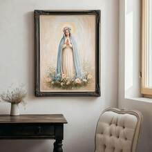 1pc Framed/Unframed Virgin Mary Catholic Canvas Poster Marian Floral Crown Christian Wall Art Print Minimalist Religion Decor Scroll Painting For Apartment,Living Room,Bedroom,Modern Home Decoration - Poster - View 6