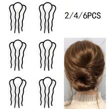 2/4/6 buah Jepit Rambut, Jepit Rambut Bentuk U untuk Sanggul Kasual, Aksesori Alat Penata Rambut French Twist, Warna Polos - MultiWarna - View 2
