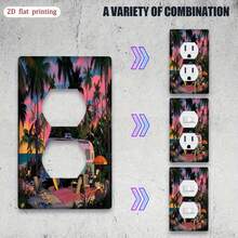 1pc Beach Camping Sunset Print Switch Panel Cover, Funny Home Decor Sticker For Bedroom, Kitchen, Wall - A - View 4