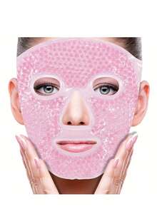 Reusable Ice Face Mask & Cooling Gel Eye Mask, Suitable For Puffiness, Dark Circles, Bags, Dry Eyes, Headache, Migraine, Stress Relief - Face Ice Pack (Pink) - Pink - View 3