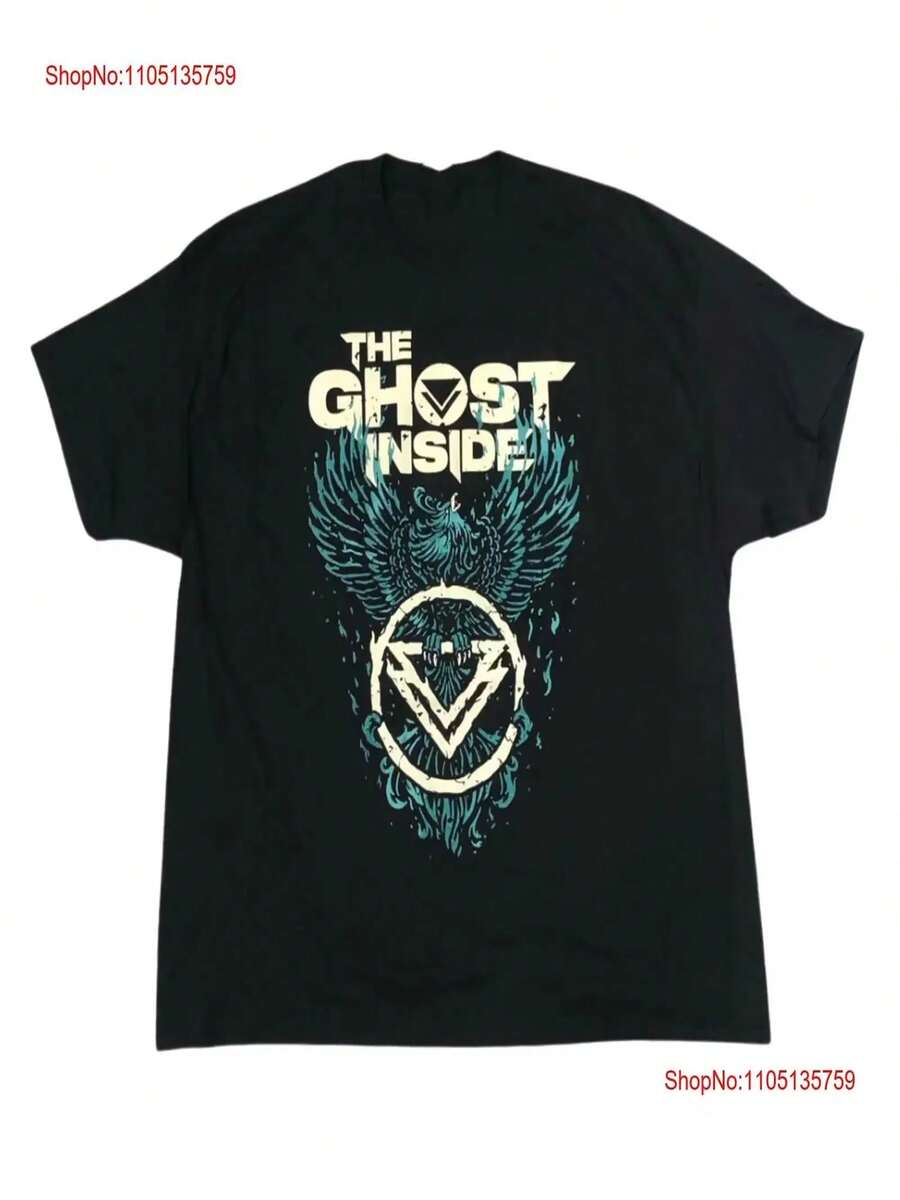 Modern GhostInside Band T-Shirt, Black, Single-Sided Print, Sizes S To 4XL, Designer Clothing Suitable For Women, Vintage Wash, Versatile Garment For Everyday Wear. - 黑色 - 查看 1