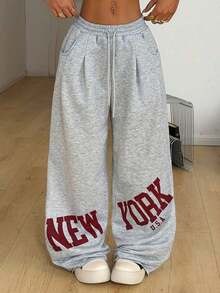 Pantalones largos de pana con textura de moda casual vintage para mujer - Gris 3 - Ver 5