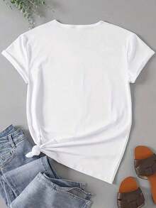 1pc Women's Style Inclusion Matters Graphic T-Shirt- Short Sleeve Round Neck Casual Top For Awareness, Special Education & Neurodiversity -Machine Washable Birthday Gift, Everyday Comfort, Geometric Print Tee, Nontransparent MaterialBlouse,Shirt > Beautiful. - 白色 - 查看 6