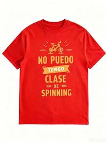 Camiseta de manga corta para mujer 2026 - Divertido eslogan "Spinning Bike" en impresión en español, estilo casual y cómodo, adecuada para clases de spinning y para estudiantes de español. Solo para mujeres - Camiseta de manga corta con cuello redondo de algodón holgada unisex estilo vintage urbano - Rojo - Ver 6
