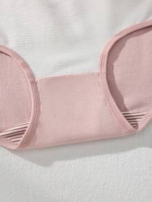 1 chiếc quần lót nữ cạp cao kẻ sọc hồng, chất liệu cotton, kiểu dáng thường ngày, co giãn và thoáng khí. - Hồng - Xem 10