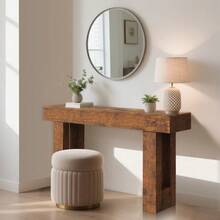 63" Long Console Table For Entryway, Rectangular Wooden Side Table For Behind The Sofa, Farmhouse Style Entry Table For Entryway, Hallway Or Living Room. - Rust Brown - View 9