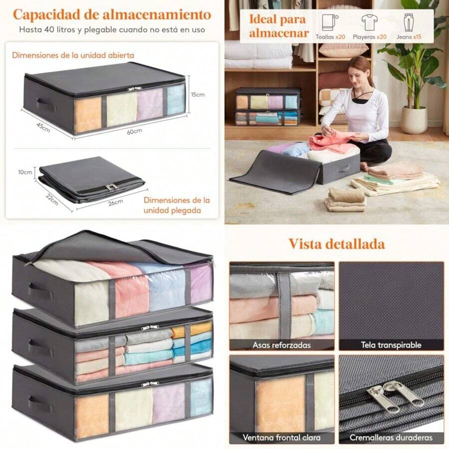 Foldable Storage Bags - Gris - View 1
