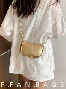 Litchi Texture Mini Handbag, New Fashion Compact Daily Shoulder Bag, Ultra-Light Small Crossbody Bag For Women - Silver - View 12