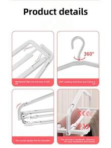 6pcs Extendable Clothes Drying Rack, Home Decor, Hangers, Kitchen Accessories, Travel Essentials, Cruise Ship Essentials, Wardrobe Organizer, Suitable For Home Balcony Use, Suitable For Drying Duvet Covers And Bath Towels, Moderate Spacing, Easy Ventilation And Quick Drying, Efficiently Dry Towels And Bath Towels - White - View 8