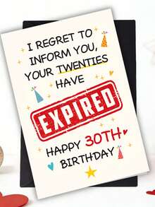 1pc Funny 30th Birthday Card For Men Women, Humorous 30 Year Old Milestone Birthday Card For Him Her Friend, Your Twenties Have Expired - Sets - View 14