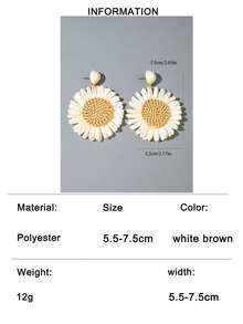 imoli 1 Pair Bohemian Style Handmade Raffia Flower Stud Earrings, Fashionable Jewelry Gift Suitable For Beach Vacation - Multicolor - View 17