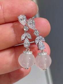 1 Pair Cubic Zirconia Earrings, Suitable For Daily Decoration, Party Jewelry Or Birthday Gift For Teenagers - 1# - View 1