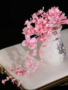 1pc Lily Of The Valley Flower Tassel Edge Hair Clip, New Chinese Style Fabric Flower Pearl Tassel Hair Pin, Gentle Atmosphere Updo Hair Accessory - Multicolor - View 12