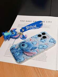 Disney Lilo And Stitch Phone Case : 3D Fluffy Pattern Border Protector Phone Soft Phone Case With A Free Cute Stitch Bracelet Chain Lanyard, Stitch, Lilo, Angel, For Apple 17 Promax 17 Pro 16 15 14 13 12 11 Pro Max XS Max X XR Soft Cover Summer Phone Case - 白色 - 查看 6