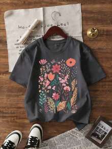 Short-Sleeved T-Shirt For Spring And Summer 2026, Made In Mexico, 180 Grams. Cartoon Print, Couple Design, Suitable For Indoor Or Outdoor Wear. Crew Neck, Unisex, Ideal For Office And Leisure. Single Pack.--Loose Fit, 100% Pure Cotton - 黑色 - 查看 3