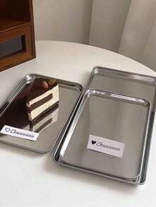Nordic Industrial Style Stainless Steel Rectangular Tray - Metal Serving Plate Suitable For Desserts, Cakes, Coffee Shops And Home Use - Silver - View 5