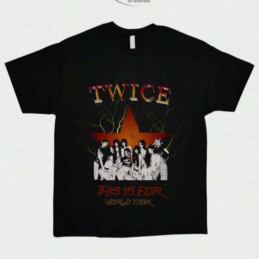 Twice World Tour T-Shirt, Twice Tour T-Shirt, Twice T-Shirt, Twice T-Shirt, Twice T-Shirt, Twice Tour T-Shirt, Twice Tour T-Shirt 2023 - 黑色 - 查看 1