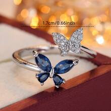 1 chiếc nhẫn hình bướm đính đá Zirconia có thể điều chỉnh kích cỡ, thiết kế tối giản tinh tế, phụ kiện sang trọng, nhẹ nhàng và đa năng. - Nhẫn bạc - Xem 4