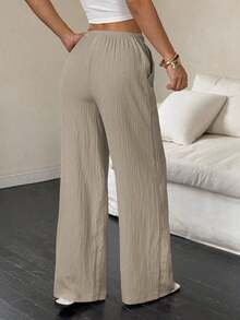 Versatile And Casual Solid-Color Wide-Leg Pants For Women - 卡其色 - 查看 4