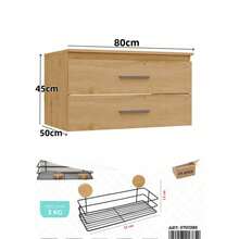 1pc Space-Saving Floating Bathroom Vanity, 60/80cm Wall-Mounted Cabinet With Double Drawers, Wood Grain Bathroom Sink Base, No Dead Corners & Easy To Clean, Ideal Birthday Gift For Small Bathrooms - Washbasin - View 12