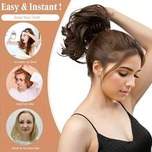 Extensiones de cola de caballo sintéticas de 12 pulgadas, cola de caballo corta y rizada, pinza de pelo negra, marrón y rubia para mujer XOFI - 2M30 - Ver 12