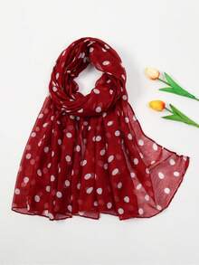 1pc Polka Dot Retro Print Scarf Shawl - Multicolor - View 3