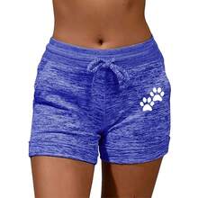 Pantalones cortos de verano para mujer, pantalones cortos estampados elásticos de cintura baja, pantalones cortos sexis para Fitness en la playa, talla grande para mujer - Azul - Ver 5