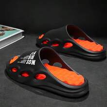 Men's Thick Sole Sandals With Lettering, Outdoor Sports Slippers, Summer Home Indoor Soft Breathable Flat Flats - Multicolor - View 3