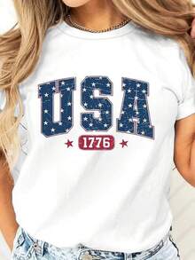 Camiseta de Mujer de Moda para el Día Patriótico 2026, Camiseta Blanca, Camisetas para Niñas, Camiseta para Hombre, Ropa para Niños, Camiseta para Adolescentes, Ropa para Adolescentes, Camiseta Casual, Diseño Patriótico de Estrellas y Rayas, Atuendo de Verano para Celebración del Día de la Independencia para Mujeres, 180g, Camiseta Casual de Manga Corta 100% Algodón, Corte Holgado, Adecuada para Reuniones Diarias, Tallas de S a XXXL, Camisetas de Algodón de Verano, Camisetas Deportivas, Diseño Unisex, Conjuntos Familiares a Juego, Regalo para el Último Día de Clases, Día Mundial del Medio Ambiente, Día de los Caídos, Día del Padre - Blanco - Ver 8