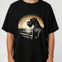 Printed T-Shirt For Men And Women - 黑色 - 查看 1