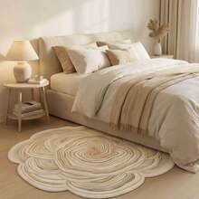 1pc, Washable Non-Slip Minimalist White Flower Faux Cashmere Decorative Carpet, Non-Slip Bottom Design, Easy Daily Cleaning, Vintage Soft Pink Floral, French White Flower Atmosphere, Suitable For Indoor Living Room, Bedroom, Children's Room And Other Living Scenes, Easy Daily Cleaning, Carpet, Rug, Carpet Living Room, Kitchen Mat, Carpet For Bedroom, Bathroom Mat, Rug Bedroom, Room Decor, Rugs For Living Room, Kitchen Rug, Washable Rug, Boho Rug, - Multicolor - View 1