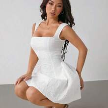 PETITE Women's Sleeveless Solid Color White Summer Midi Dress, Simple & Casual For Everyday Wear,Rave Outfits Festival,Summer Dresses For Women,White Dresses For Women - Blanco - Ver 5