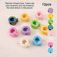 10pcs Electroplated Acrylic Large Hole English Letter Beads, DIY Phone Lanyard, Casual Shoe Charms, Handmade Jewelry Accessories, Holiday Gift [Random Mixed Color] - AB Colorful - View 8