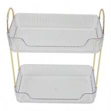 Organizador de Encimera de Baño de 2 Niveles, Diseño Simple Multiusos de Lujo Ligero, Estante de Almacenamiento Moderno de Doble Capa Duradero para Mesa de Maquillaje para - Por supuesto - Ver 3
