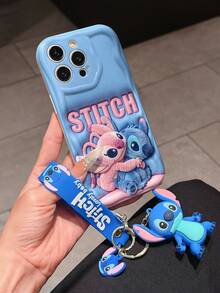 Disney Lilo And Stitch Phone Case : 3D Fluffy Pattern Border Protector Phone Soft Phone Case With A Free Cute Stitch Bracelet Chain Lanyard, Stitch, Lilo, Angel, For Apple 17 Promax 17 Pro 16 15 14 13 12 11 Pro Max XS Max X XR Soft Cover Summer Phone Case - trắng - Xem 3