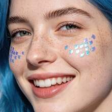 2PCS Hot Item Of Glitter Freckle Stickers, Fish Scale Pattern Waterproof Temporary Tattoo Stickers Party, Holiday, And Daily Makeup Decoration - Multicolor - View 4