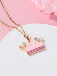 1 buah Kalung Liontin Cherry Berbentuk Mahkota Enamel Kartun Lucu untuk Anak Perempuan, Kotak Hadiah, Cocok untuk Pemakaian Sehari-hari, Hadiah, dan Festival - MultiWarna - View 3